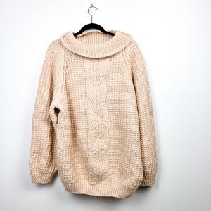 Cream Cable-Knit Funnel Neck Sweater - Women